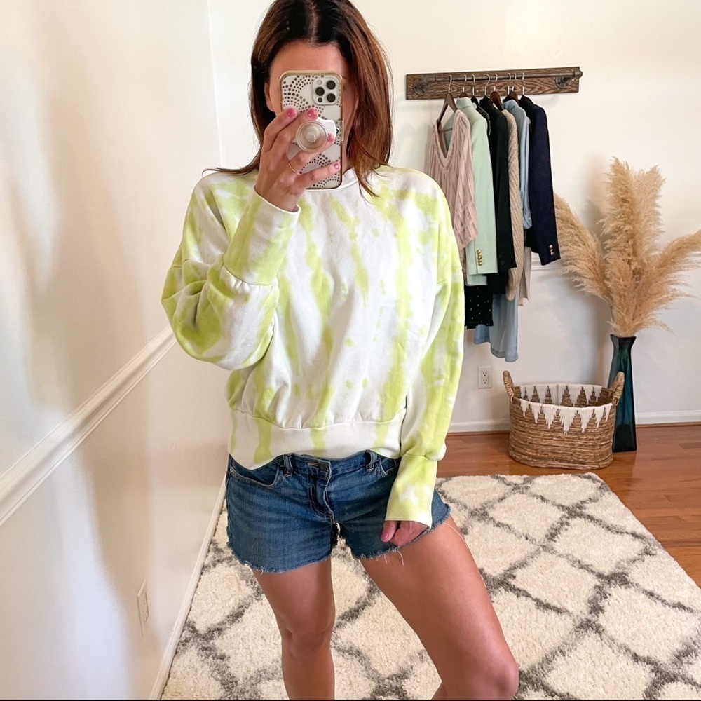 Tie Dye Cropped Cotton Sweatshirt L